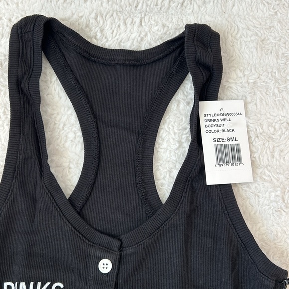 NWT Daydream Nation DRINKS WELL WITH OTHERS body suit in black - Picture 2 of 6